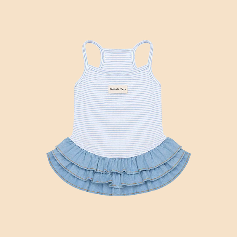 Denim Tiered Dog Skirt Casual Street Style Pet Outfit Denim Tiered Dog Skirt Casual Street Style Pet Outfit