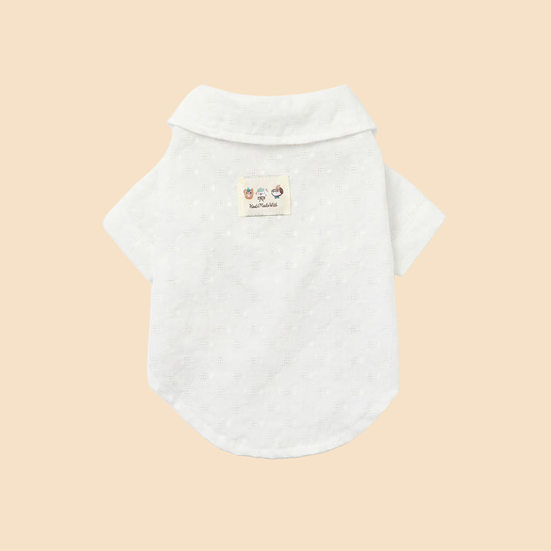 Cream Embroidered Dog Blouse Elegant Pet Shirt