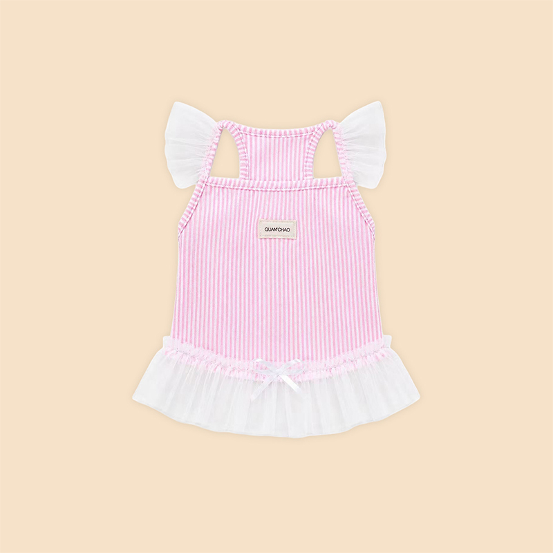 Korean Style Pink Textured Tulle Camisole Small Dog Fashion Top Korean Style Pink Textured Tulle Camisole Small Dog Fashion Top