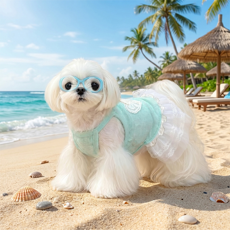 Mint Green Heart Spaghetti Strap Tulle Dog Dress Princess Party Outfit