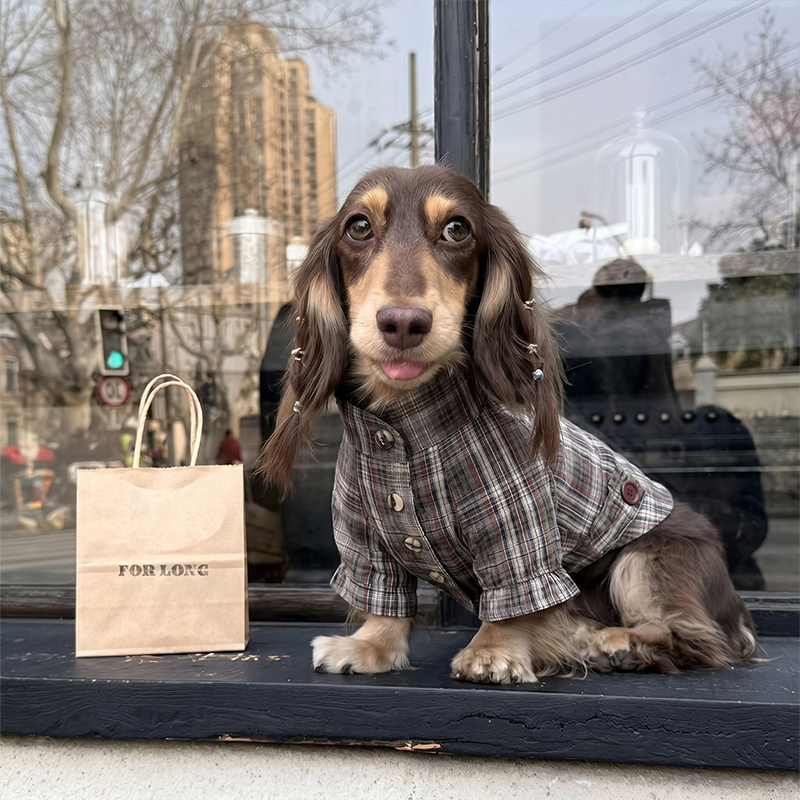 Rustic Brown Plaid Dog Shirt Casual Outdoor Pet Wear