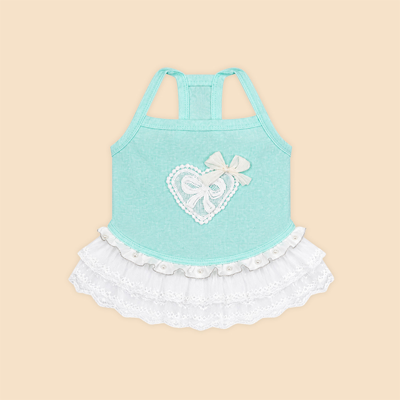 Mint Green Heart Spaghetti Strap Tulle Dog Dress Princess Party Outfit
