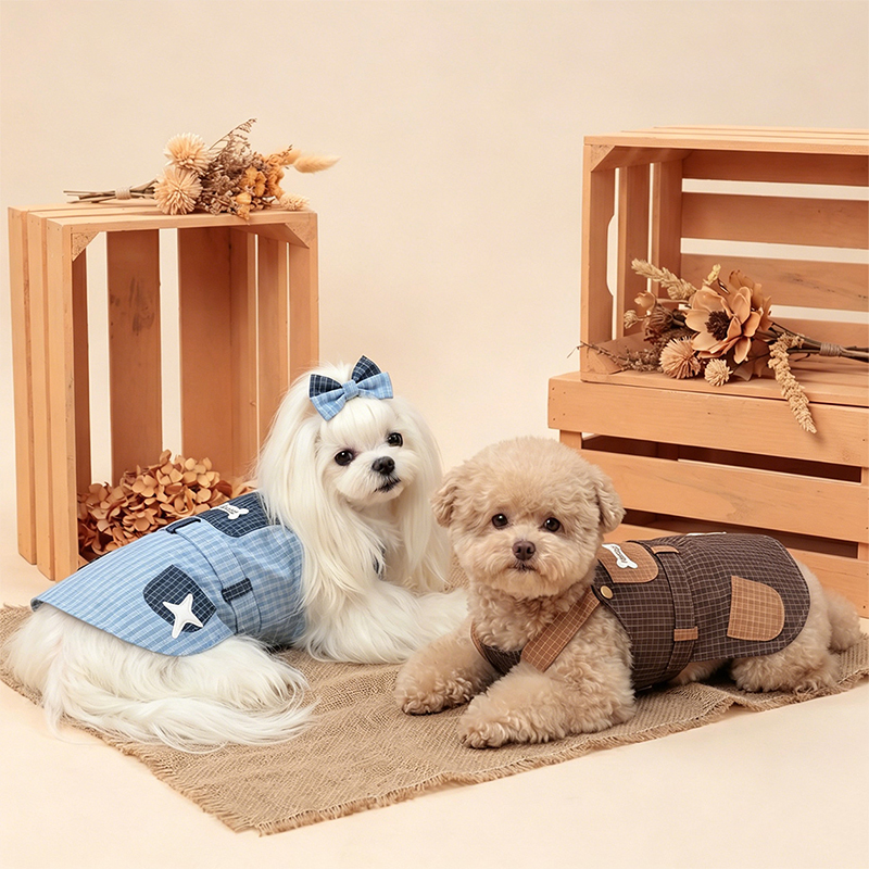 Denim Pinafore Dress With Pockets Cute Casual Small Dog Outfit