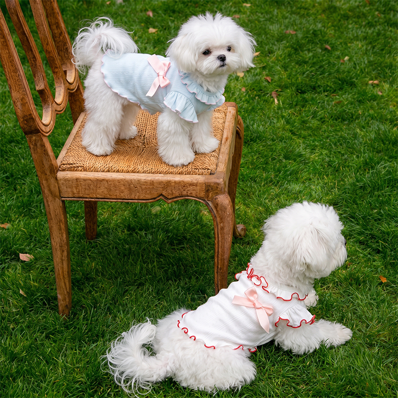 Lace-trim Bow Dog Tank Top Cute Summer Pet Apparel Lace-trim Bow Dog Tank Top Cute Summer Pet Apparel