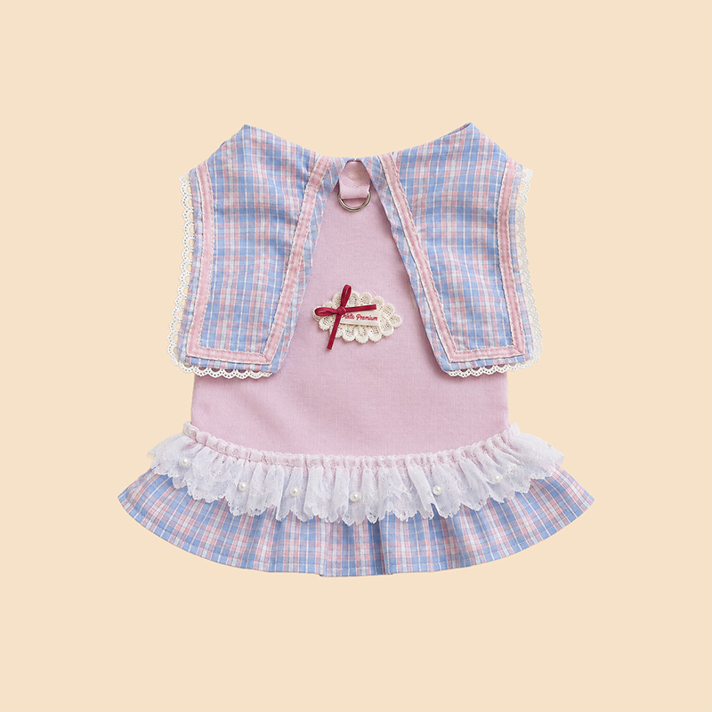 Cute-Style Plaid Lace Pet Dress Cute-Style Plaid Lace Pet Dress
